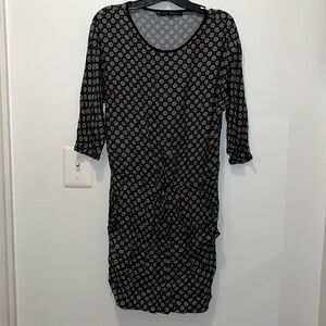 ZARA BASIC - SMALL ELASTIC WAIST PRINTER POCKET DRESS EUC